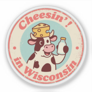 Funny Vintag Wisconsin Kuhkäse Hat Retro Aufkleber