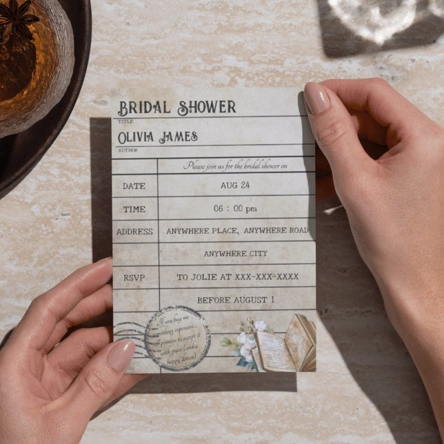Funny Vintage Bibliothek Kartenbücher Brautparty Einladung (Von Creator hochgeladen)