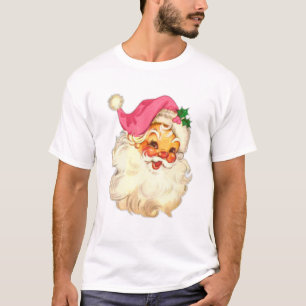 Funny Vintage Pink Santa Claus Pink Christmas Desi T-Shirt