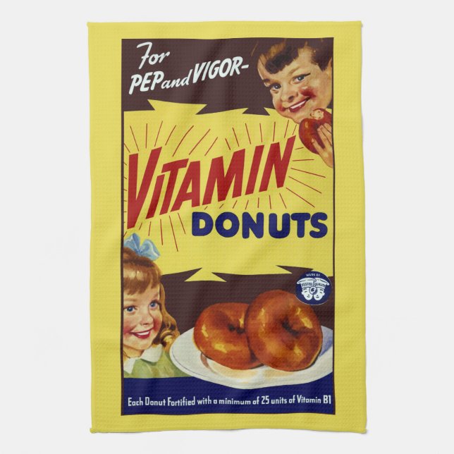 Funny Vintage "Vitamin Donuts" Werbung Handtuch (Vertikal)