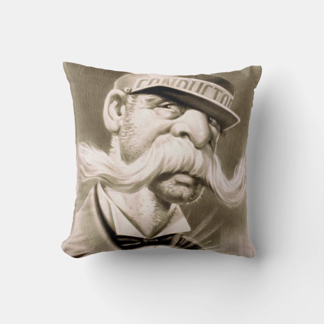 Funny Vintager Schnurrdirigent Kissen (Vorderseite)