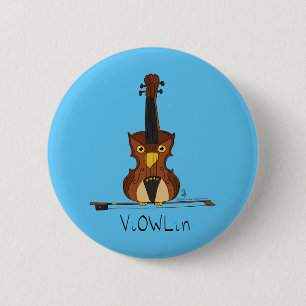 Funny Violin Niedlich Owl Musiker Kinder Musik Button
