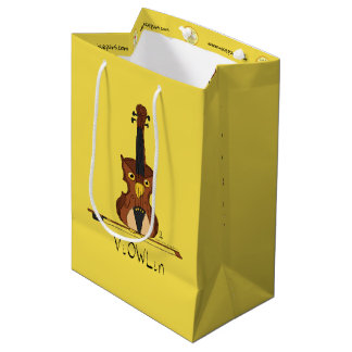 Funny Violin Niedlich Owl Musiker Kinder Musik Mittlere Geschenktüte