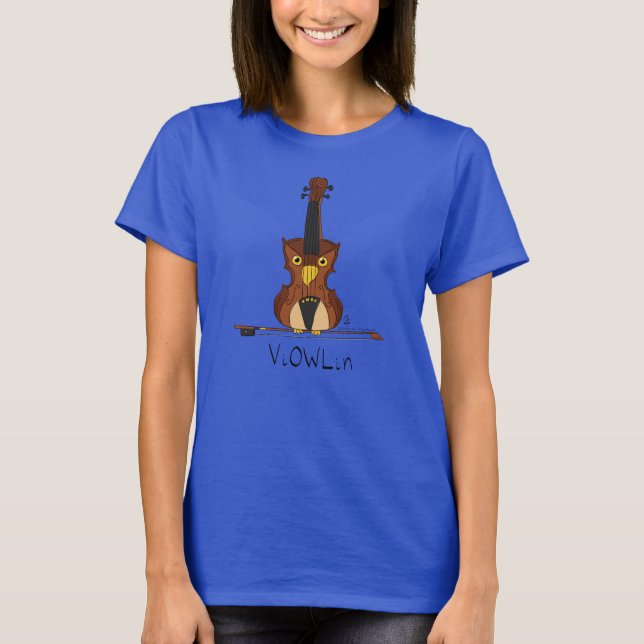 Funny Violin Niedlich Owl Musiker Kinder Musik T-Shirt (Vorderseite)