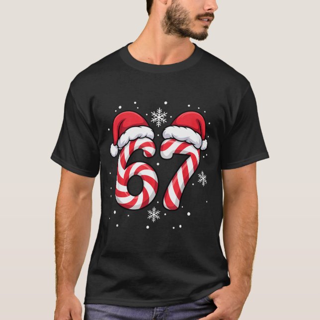 Funny Viral 67 Candy Canes Santa Funny Holiday Kid T-Shirt (Vorderseite)
