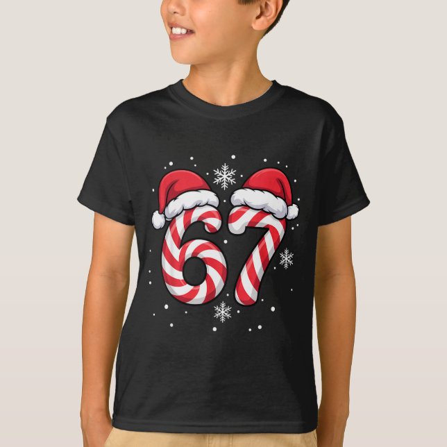 Funny Viral 67 Candy Canes Santa Funny Holiday Kid T-Shirt (Vorderseite)