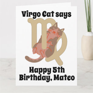 Funny Virgo Chat Carte d'anniversaire personnalisé