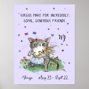 Funny Virgo Poster Zodiac Cat Star Plakat