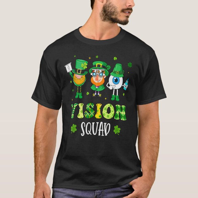 Funny Vision Squad Leprechaun Optometrist St Patri T-Shirt (Vorderseite)