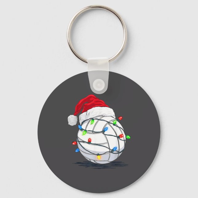 Funny Volleyball Ball Christmas Graphics Lights Lo Schlüsselanhänger (Vorderseite)