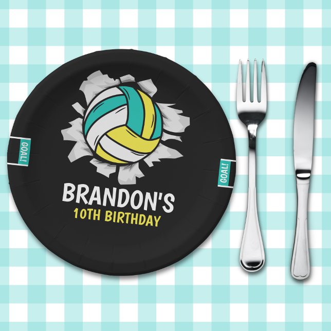 Funny Volleyball Boy Birthday Pappteller (Von Creator hochgeladen)