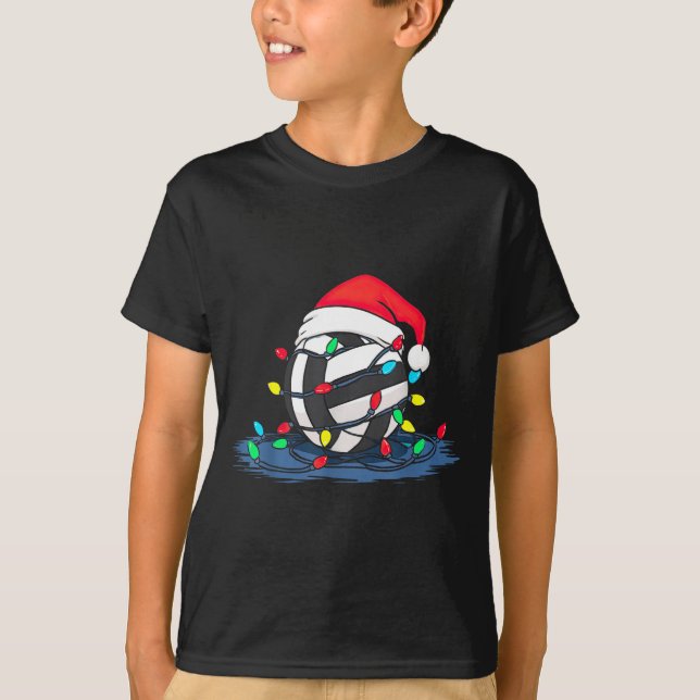 Funny Volleyball Christmas Graphics Lights Lover P T-Shirt (Vorderseite)