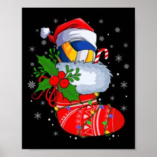Funny Volleyball in Weihnachtssocken Santa Volleyb Poster