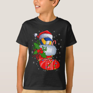 Funny Volleyball in Weihnachtssocken Santa Volleyb T-Shirt