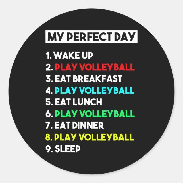 Funny Volleyball Lover Mein perfekter Volleyballta Runder Aufkleber (Vorderseite)