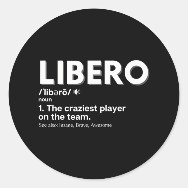 Funny Volleyball Players Libero Runder Aufkleber (Vorderseite)