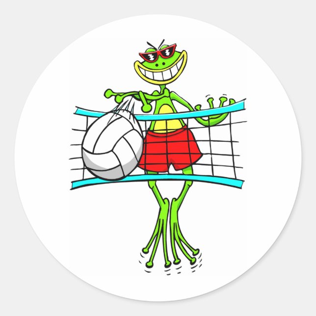 Funny Volleyball Runder Aufkleber (Vorderseite)