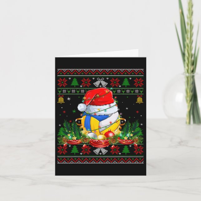 Funny Volleyball Santa Claus Hat Ugly Christmas Sw Karte (Vorderseite)