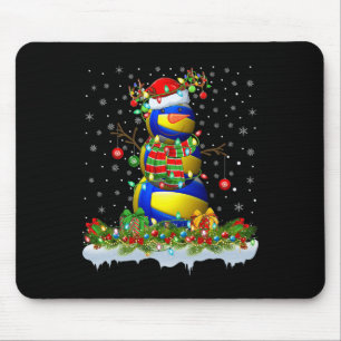 Funny Volleyball Snowman Xmas Lights Volleyball Ch Mousepad