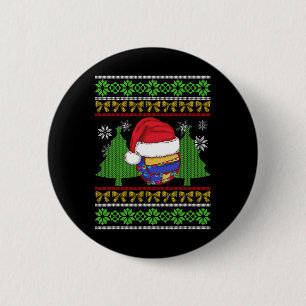 Funny Volleyball Team Ugly Sweater Christmas Light Button