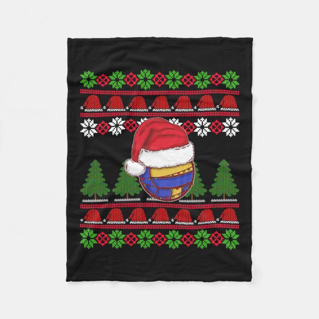 Funny Volleyball Team Ugly Sweater Christmas Light Fleecedecke (Vorderseite)