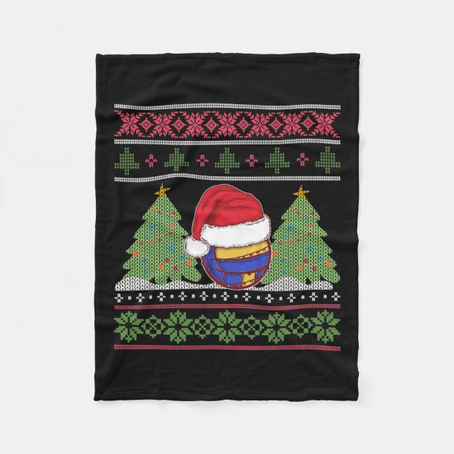 Funny Volleyball Team Ugly Sweater Christmas Light Fleecedecke (Vorderseite)