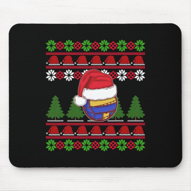 Funny Volleyball Team Ugly Sweater Christmas Light Mousepad (Vorne)