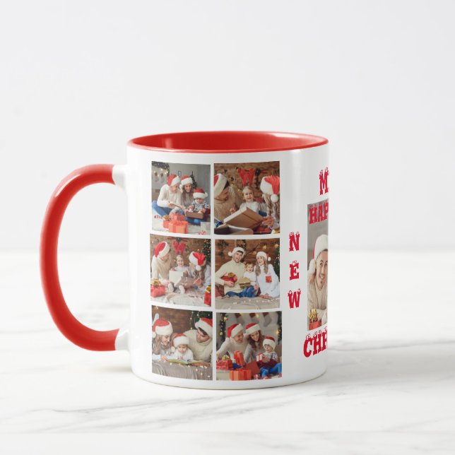 FUNNY VULL FOTO MERRY CHRISTMAS Tasse rot 2 (Links)
