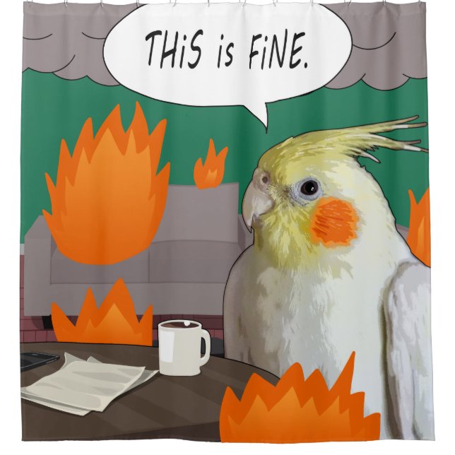 Funny Wacky Cockatiel Meme Dies ist ein schönes gr Duschvorhang (Vorderseite)