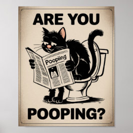 Funny Wall Art - Kacke du? Katze auf Toilette Poster