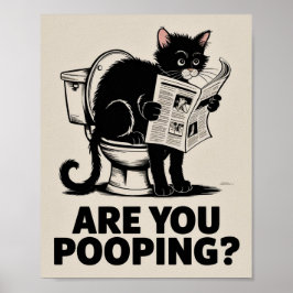 Funny Wall Art - Kacke du? Katze auf Toilette Poster