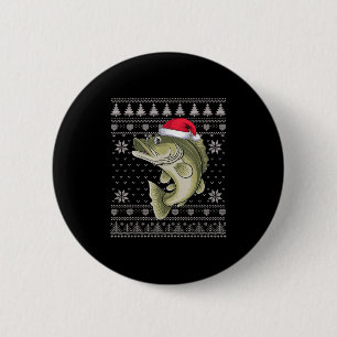 Funny Walleye Fisch Ugge Weihnachtskraut Santa Xm Button