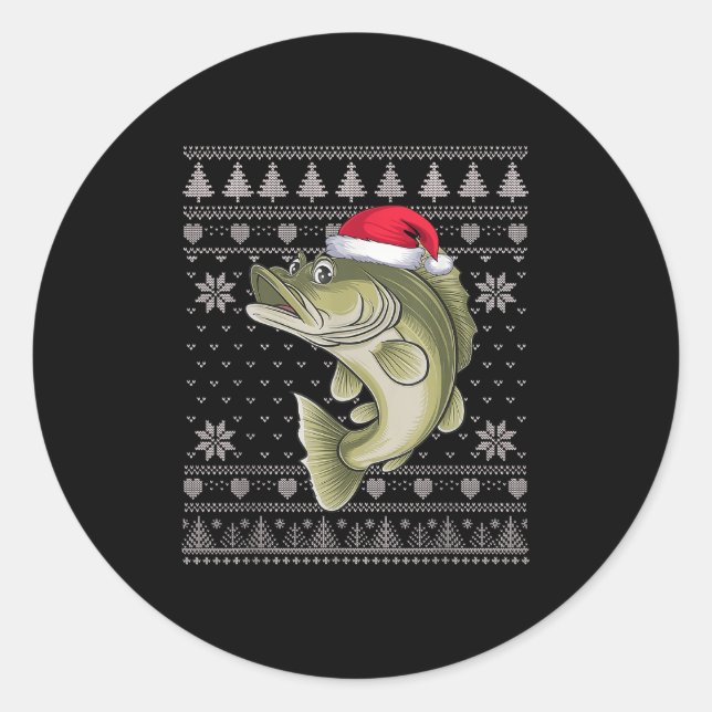 Funny Walleye Fisch Ugge Weihnachtskraut Santa Xm Runder Aufkleber (Vorderseite)