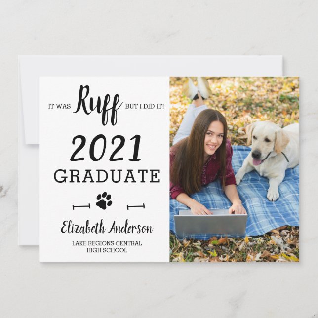 Funny war es Ruff Hund Klasse von 2021 Graduate Fo Ankündigung (Vorderseite)