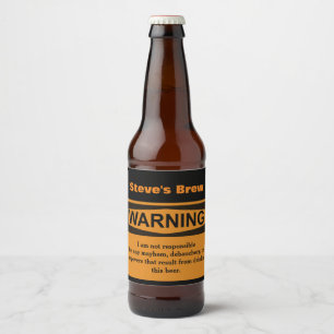 Funny Warning hausgemachte Biermarken Bierflaschenetikett
