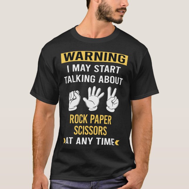 Funny Warning Rock Paper Scissor T-Shirt (Vorderseite)