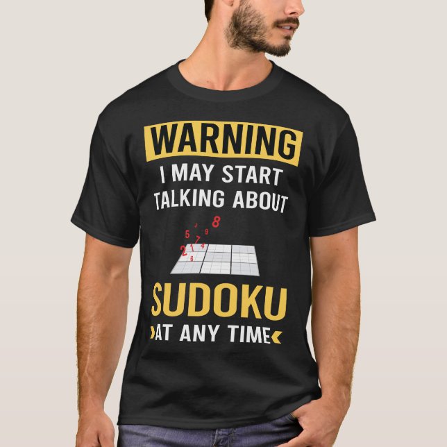 Funny Warning Sudoku T-Shirt (Vorderseite)