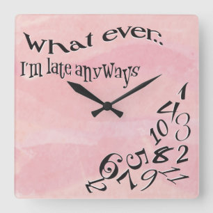 Funny, was auch immer ich bin Spate Coral Pink Was Quadratische Wanduhr