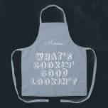 Funny, was ist Kochen gut aussehen' blau  Schürze<br><div class="desc">Funny,  was ist Kochen gut aussehen' blaue Schürze</div>