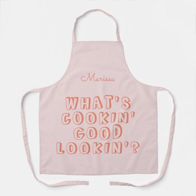 Funny, was ist Kochen gut aussehen pink Schürze (Vorderseite)