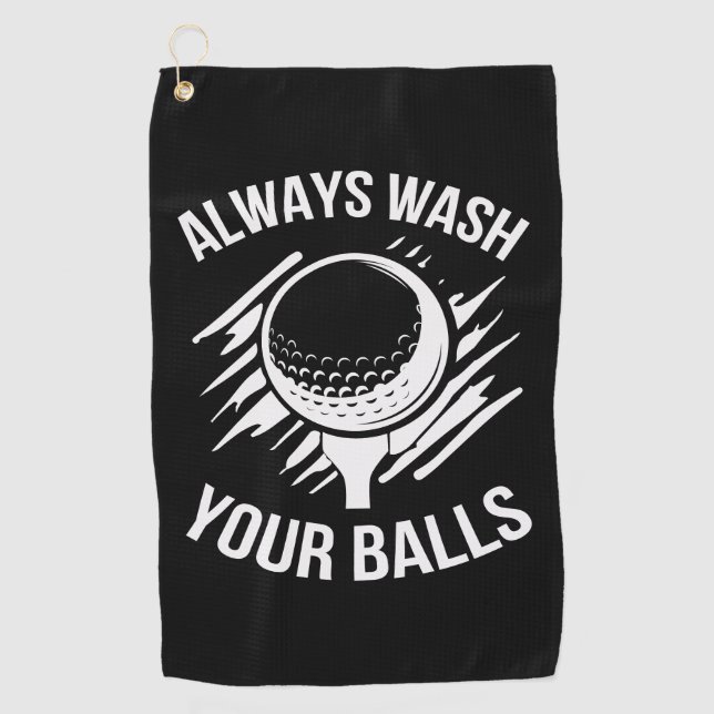 Funny wäscht immer die Bälle Golfhandtuch (Vorderseite)