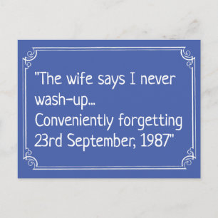 Funny Washing Up Joke Postkarte
