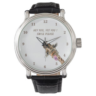 Funny Watch Geschenk mit spielerischer Giraffe - L Armbanduhr