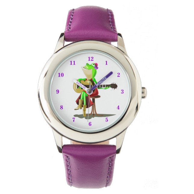 Funny Watch mit Frog Playing Guitar Armbanduhr (Vorderseite)
