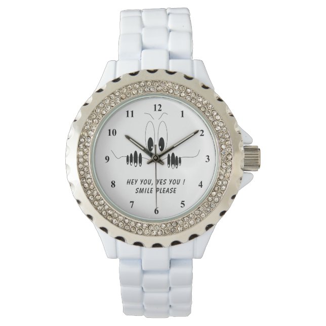Funny Watch Neugier Augen - Lächeln Armbanduhr (Vorderseite)