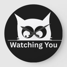 Funny Watching You Cat Cute Minimal Große Wanduhr