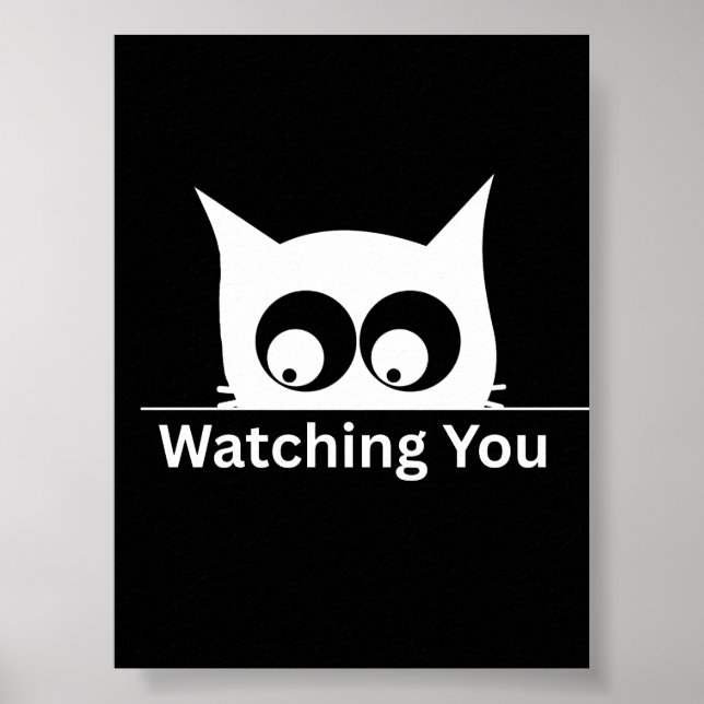 Funny Watching You Cat Cute Minimal Poster (Vorne)