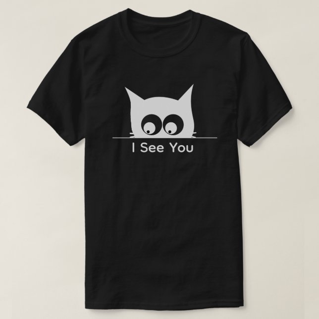 Funny Watching You Cat Cute Minimal T-Shirt (Design vorne)