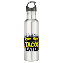 Funny Water Bottle – Fitness & Foodie Quote Design