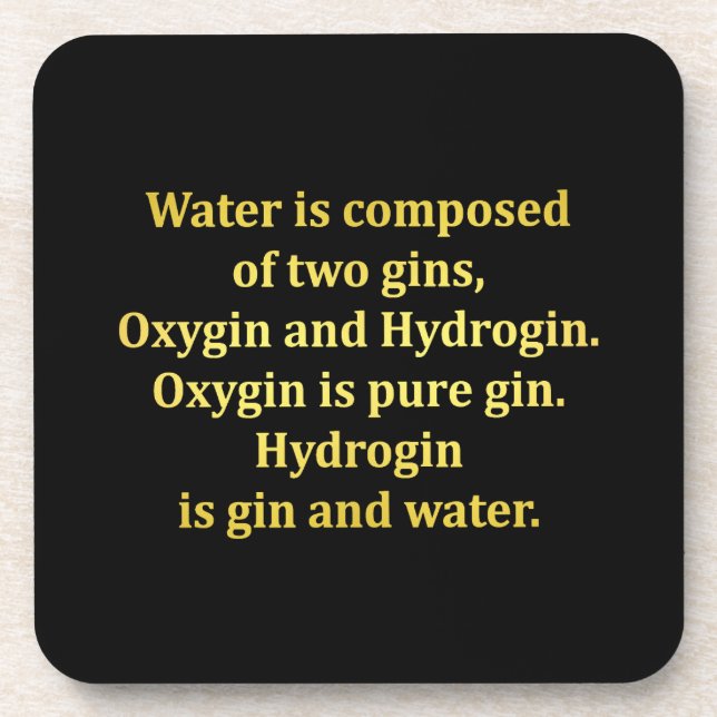Funny Water und Gin Joke Getränkeuntersetzer (Vorderseite)
